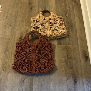 Cream or Copper Free People Emeralda Macrame Bag NWOT